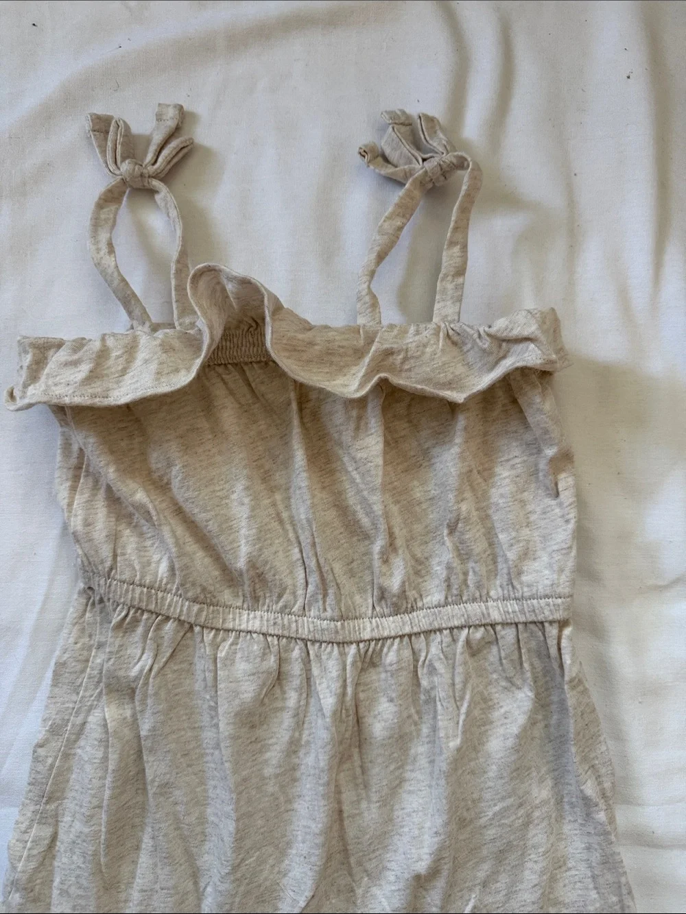 GAP Beige Tie-Shoulder Cotton Romper 3T